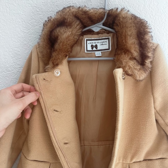 Janie and Jack Girls Fur Trim Coat - Picture 4 of 6